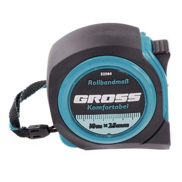 Рулетка Komfortabel, 10 м х 25 мм, обрезиненный корпус Gross 32564