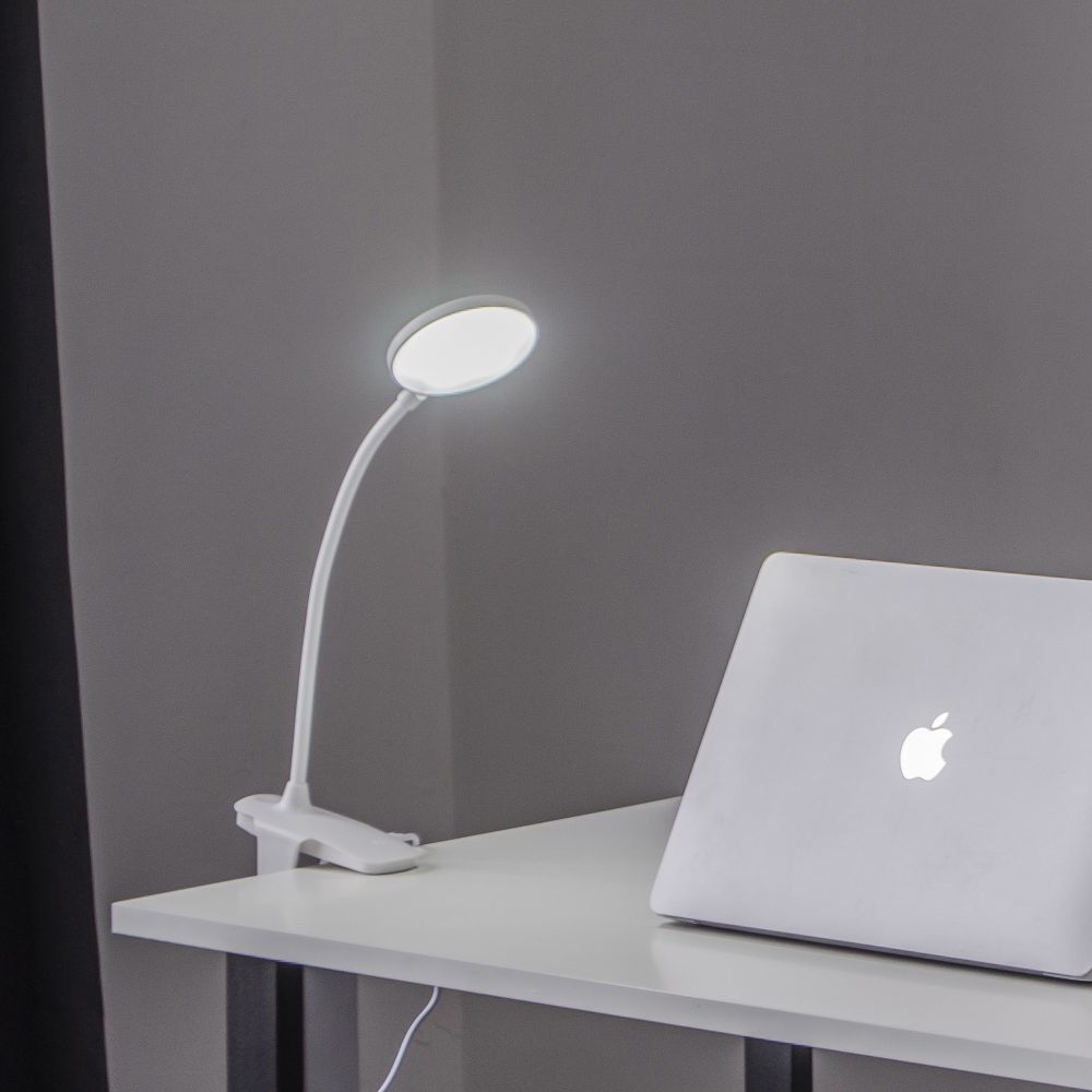 ULM-D605 4W-3000-6000K-DIM WHITE Светильник настольный светодиодный прищепка. Сенсорный выключатель. Диммер. Белый. TM Uniel