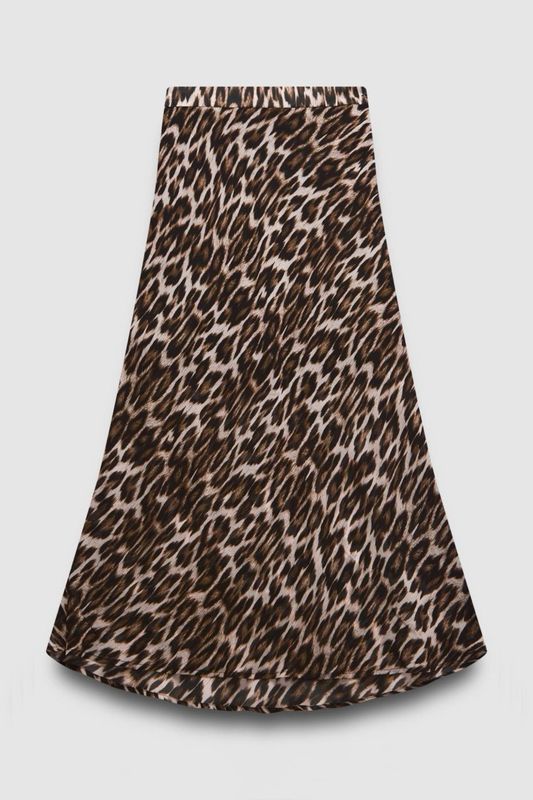 Юбка миди из шифона, леопардовый принт