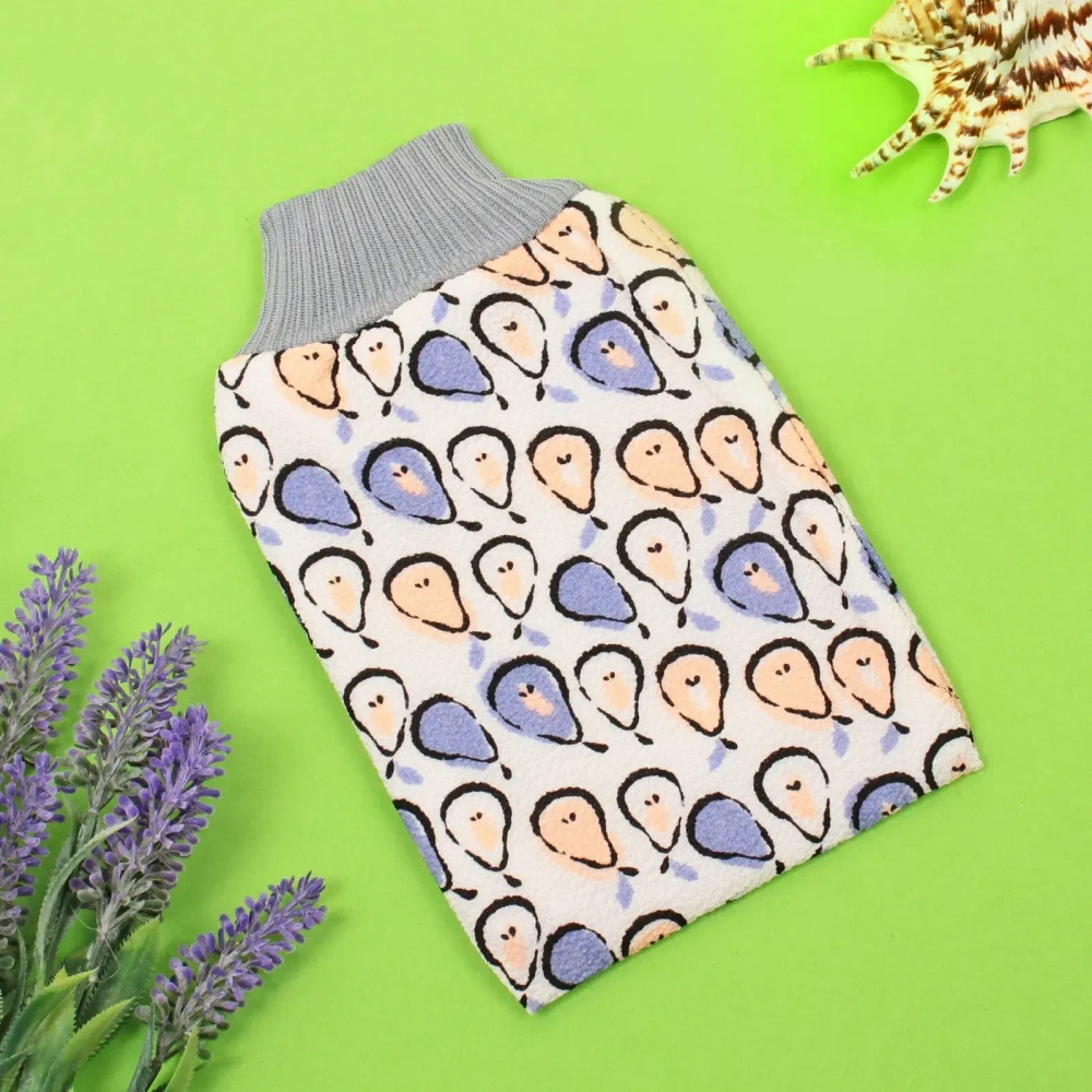 Мочалка - варежка скрaбирующая «Premium - DEPALMA», цвет белый / фиолетовый, 22.5*14.5см (ZIPпакет)