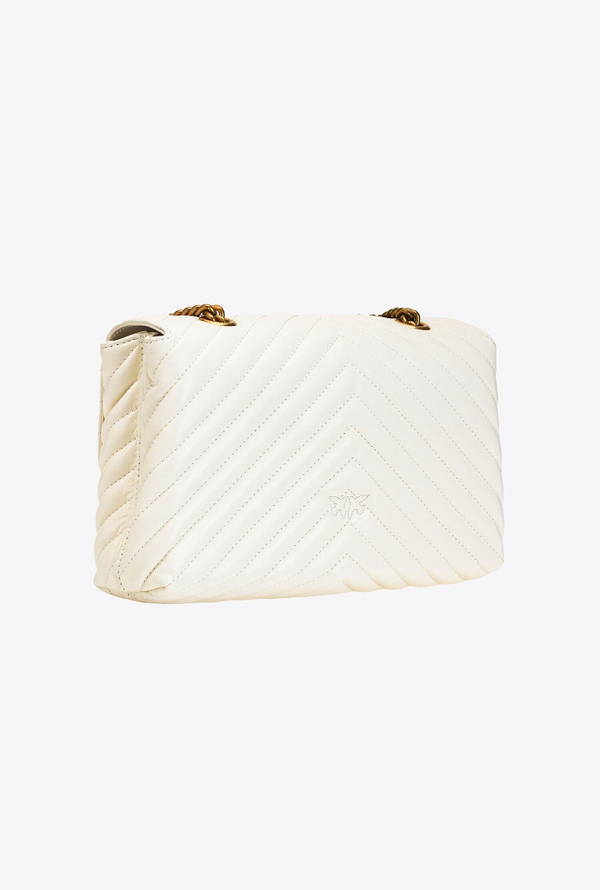 LADY LOVE BAG PUFF V QUILT - white+white-antique gold