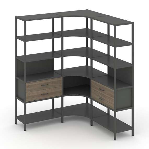 Shelf System Трехсекционный угловой стеллаж пятиярусный с ящиками SN.STMU-531 Антрацит/Вяз Благородн