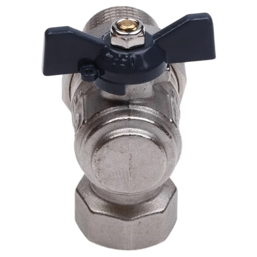 Кран шаровой AQUALINK со сгоном угловой FM 1/2 LU B гайка-штуцер бабочка (100/10)