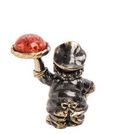 Народные промыслы AM-3229 Фигурка «Шеф-повар» (латунь, янтарь)