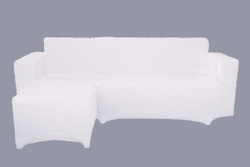 Чехол Модерн на угловой диван с выступом слева, цвет Белый