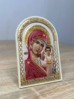 Казанская БМ, икона арочная, пластик белый, эмаль 80х115