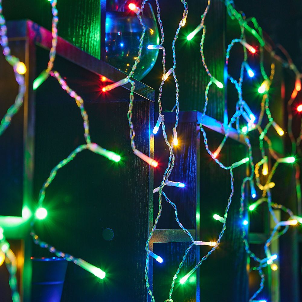 ULD-B10005-480-TTK MULTI IP44 Бахрома светодиодная с эффектом мерцания. 10м. Соединяемая. 480 светодиодов. Разноцветный свет. Провод прозрачный. ТМ Uniel