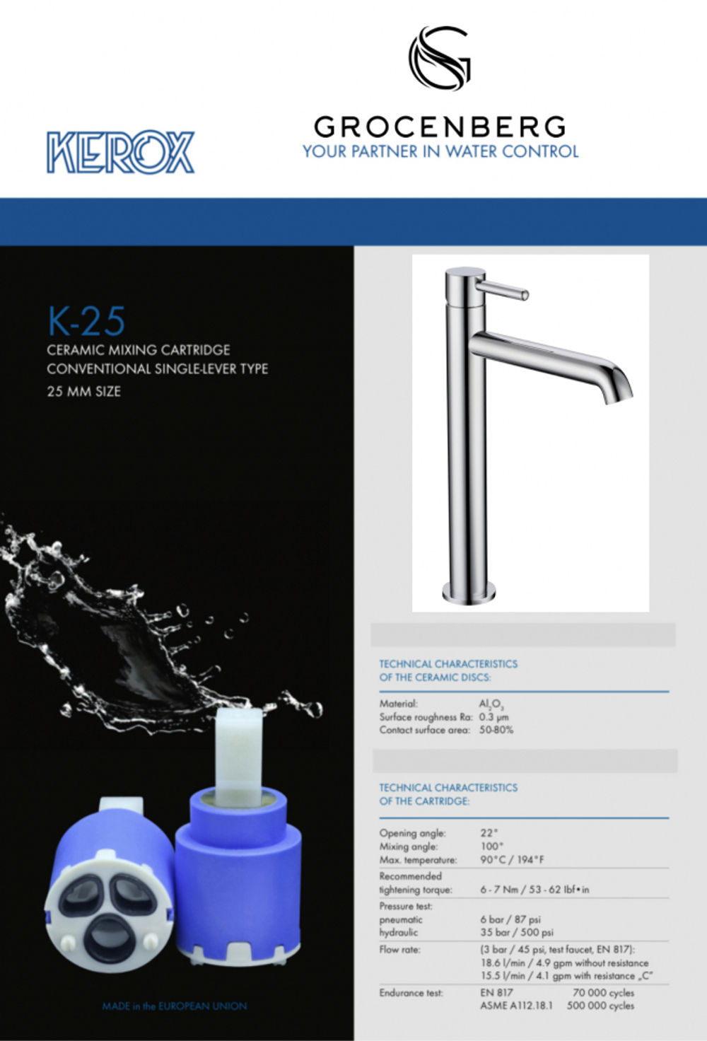 Смеситель для раковины Высокий Grocenberg GB3029CR Хром