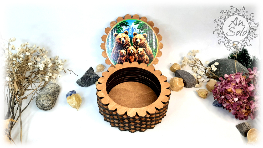 Большая деревянная шкатулка "Медвежье счастье"