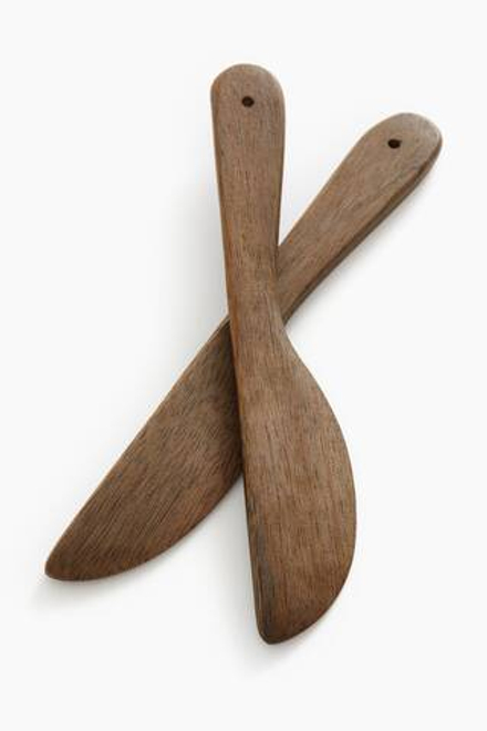 H&M HOME Набор из 2 деревянных ножей для масла, коричневый