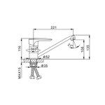 Смеситель для кухни 40к F49701-B FRAP (дли. плоск. пов. излив, п/гайку, хром, силумин)