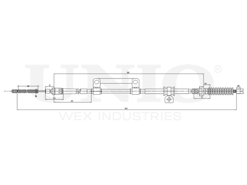 Трос стояночного тормоза левый UNIO CAB-60043
