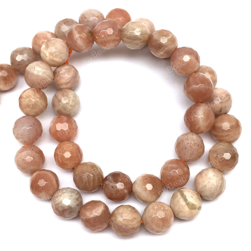 Солнечный камень граненый 8 мм, бусины - шарики