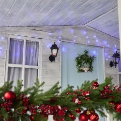 ULD-B25006-440-TTK BLUE-WHITE IP44 Бахрома светодиодная с эффектом мерцания. 25м. Соединяемая. 440 светодиодов. Синий и белый свет. Провод прозрачный. ТМ Uniel