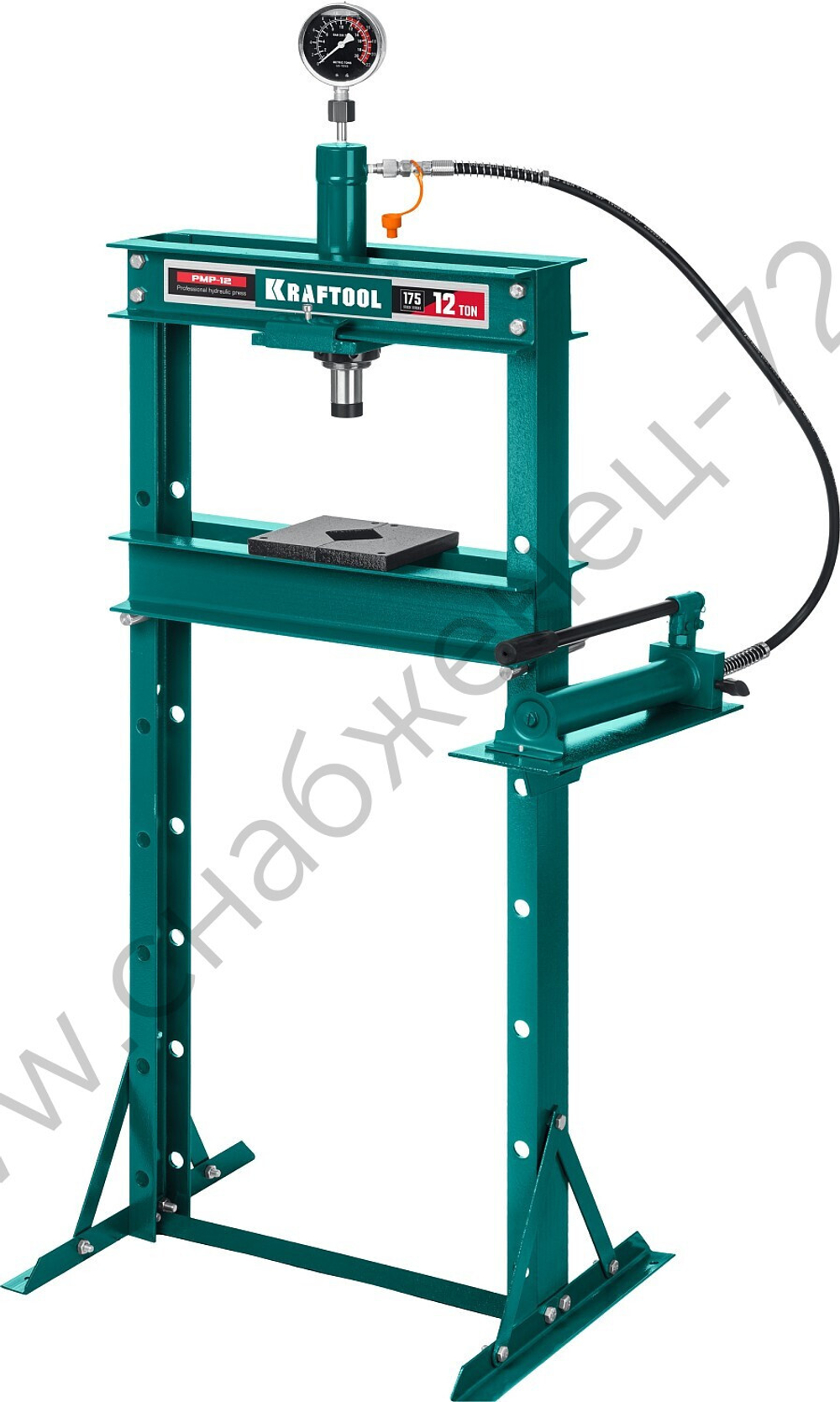 KRAFTOOL PMP-12, 12 т, гидравлический пресс с гидронасосом и манометром (43472-12)