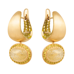 Серьги с кварцем и жёлтыми сапфирами, эмаль, E0178-60/4