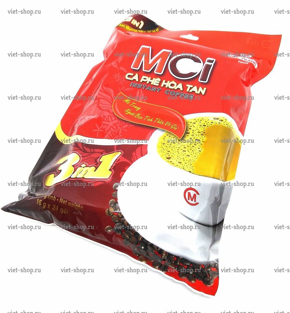 Вьетнамский растворимый кофе Me Trang Instant MCI 3 в 1, 24 пакетика, мягкая упаковка.