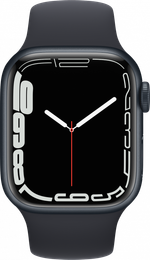 Apple Watch Series 7 45 мм, корпус из алюминия цвета «тёмная ночь», спортивный ремешок «тёмная ночь