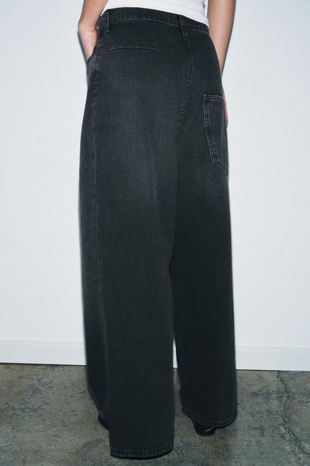 ZARA ДЖИНСЫ ZW COLLECTION СВОБОДНОГО КРОЯ BAGGY LEG С НИЗКОЙ ПОСАДКОЙ, ЧЕРНЫЙ