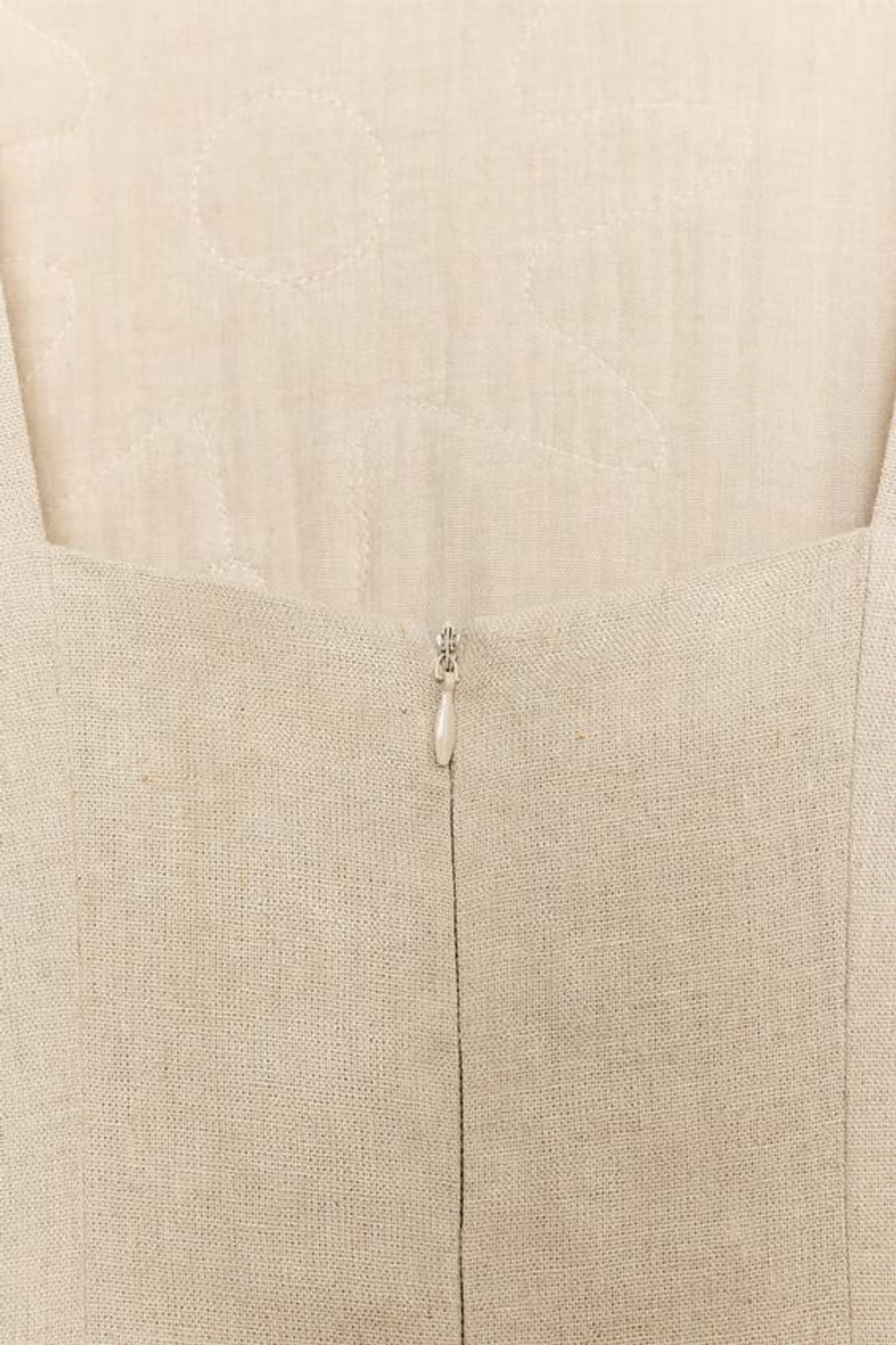ZARA КОМБИНИРОВАННОЕ ЛЬНЯНОЕ ПЛАТЬЕ МИДИ, СВЕТЛО-БЕЖЕВЫЙ