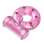 Розовое эрекционное кольцо с бабочкой на вибропуле