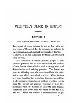 Cromwell's place in history. Founded on six lectures delivered in the University of Oxford | Samuel Rawson Gardiner