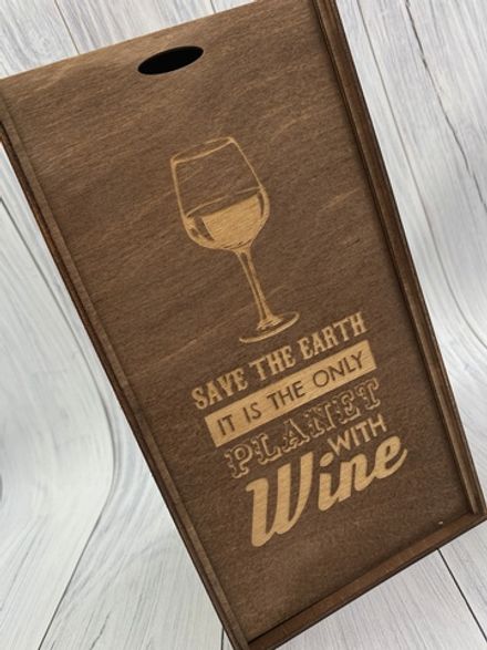 Деревянная коробка "... with Wine"