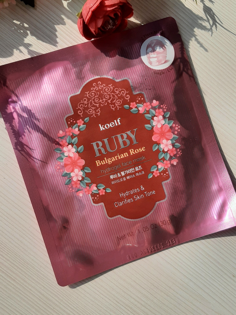 Гидрогелевая маска с экстрактом болгарской розы Petitfee Koelf Ruby&Bulgarian Rose Mask, 30 гр