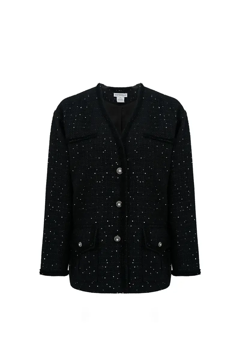 Черный жакет-тулуп с эффектом мерцания