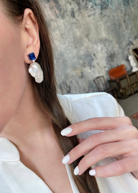 Серьги Ermolov барочный жемчуг синие