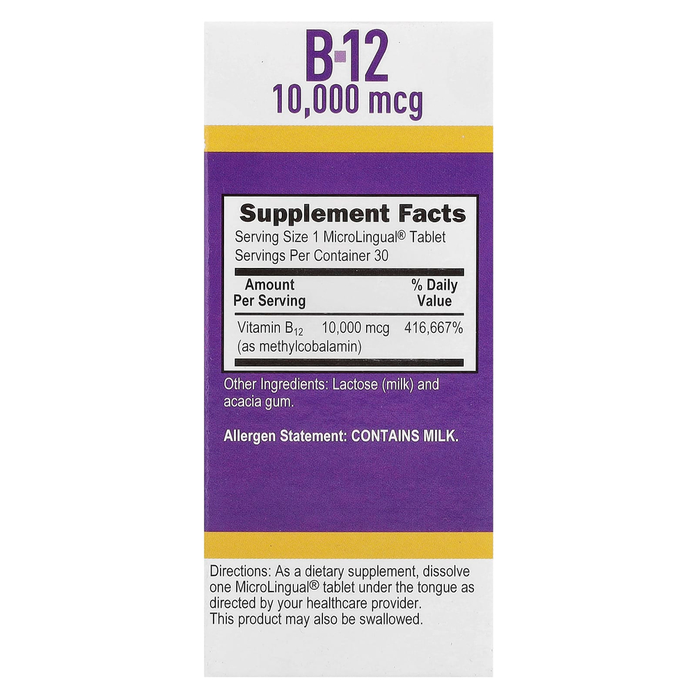 Superior Source, Метилкобаламин B-12, 10 000 мкг, 30 быстрорастворимых таблеток MicroLingual®