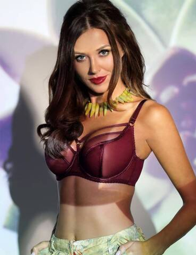 Бордовый бюстгальтер на косточках с декоративными бретелями (Размер: 75E) (Цвет: бордовый)