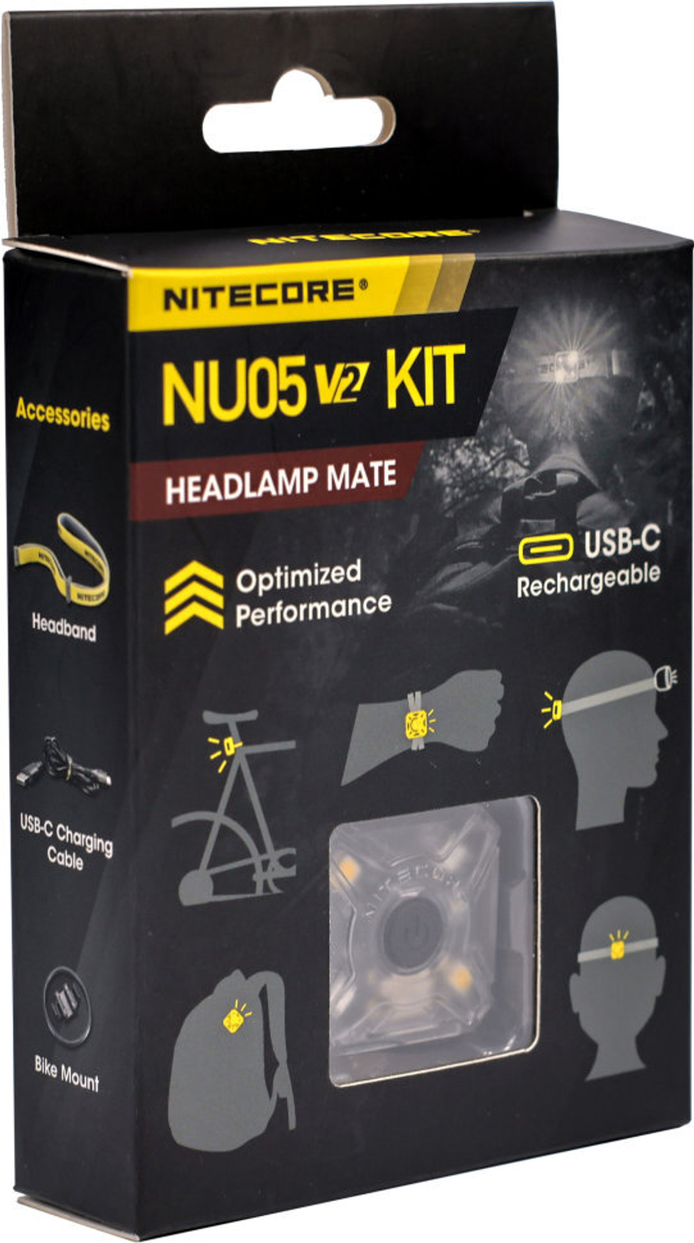 Фонарь светодиодный налобный Nitecore NU05 V2, 40 лм., аккумулятор