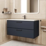Тумба с раковиной для ванной Uperwood Foster New 100 см, подвесная, черная
