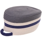 Корзинка вязаная интерьерная с ручками «МИРТА», цвет синий/белый, 30*22*14см, (лейбл селфи)