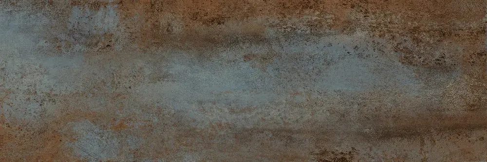 Настенная плитка ALMA Ceramica TWU12OXD40R Oxide 74x24.6 голубая / коричневая глянцевая под металл