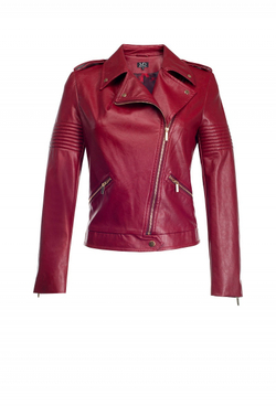 Куртка-косуха из экокожи бордовая LE-01-17FW