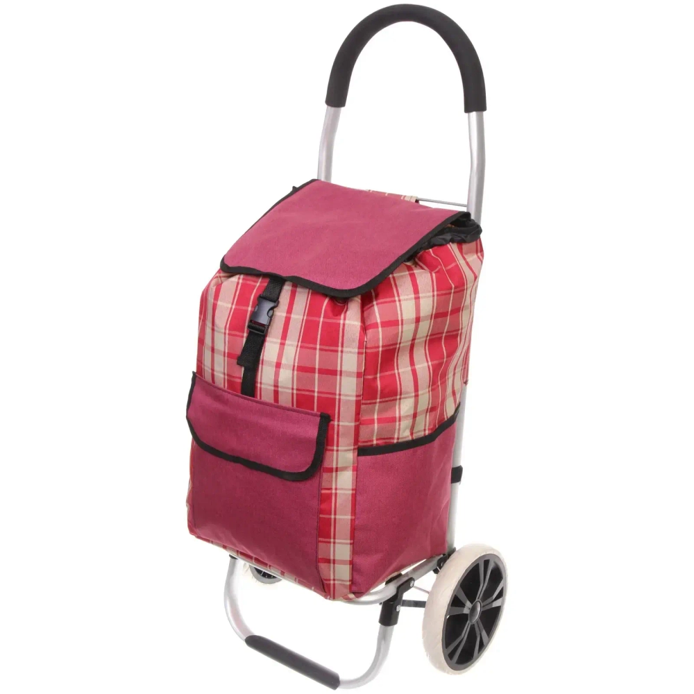 Тележка хозяйственная с сумкой (100*40*35см, колеса 21см,грузоподъемность до50 кг) бордо SYD100B-2