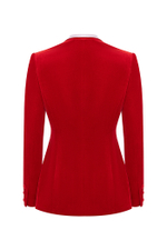 Жакет однобортный из бархата и сатина