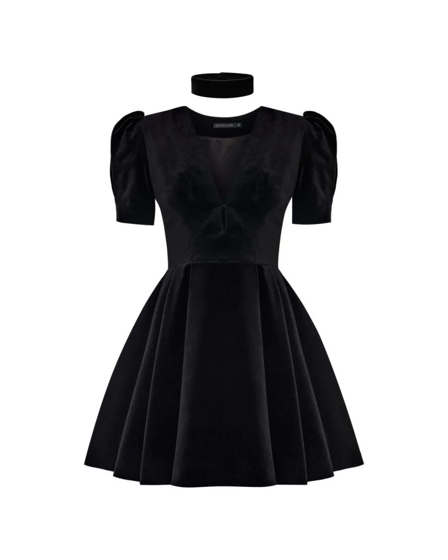 Платье из велюра, Черный