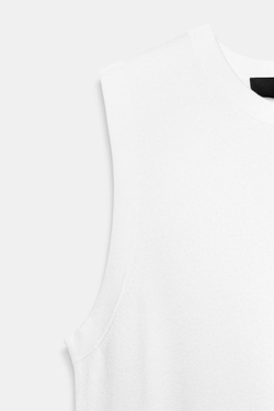 ZARA ТРИКОТАЖНЫЙ ТОП БЕЗ РУКАВОВ, БЕЛЫЙ