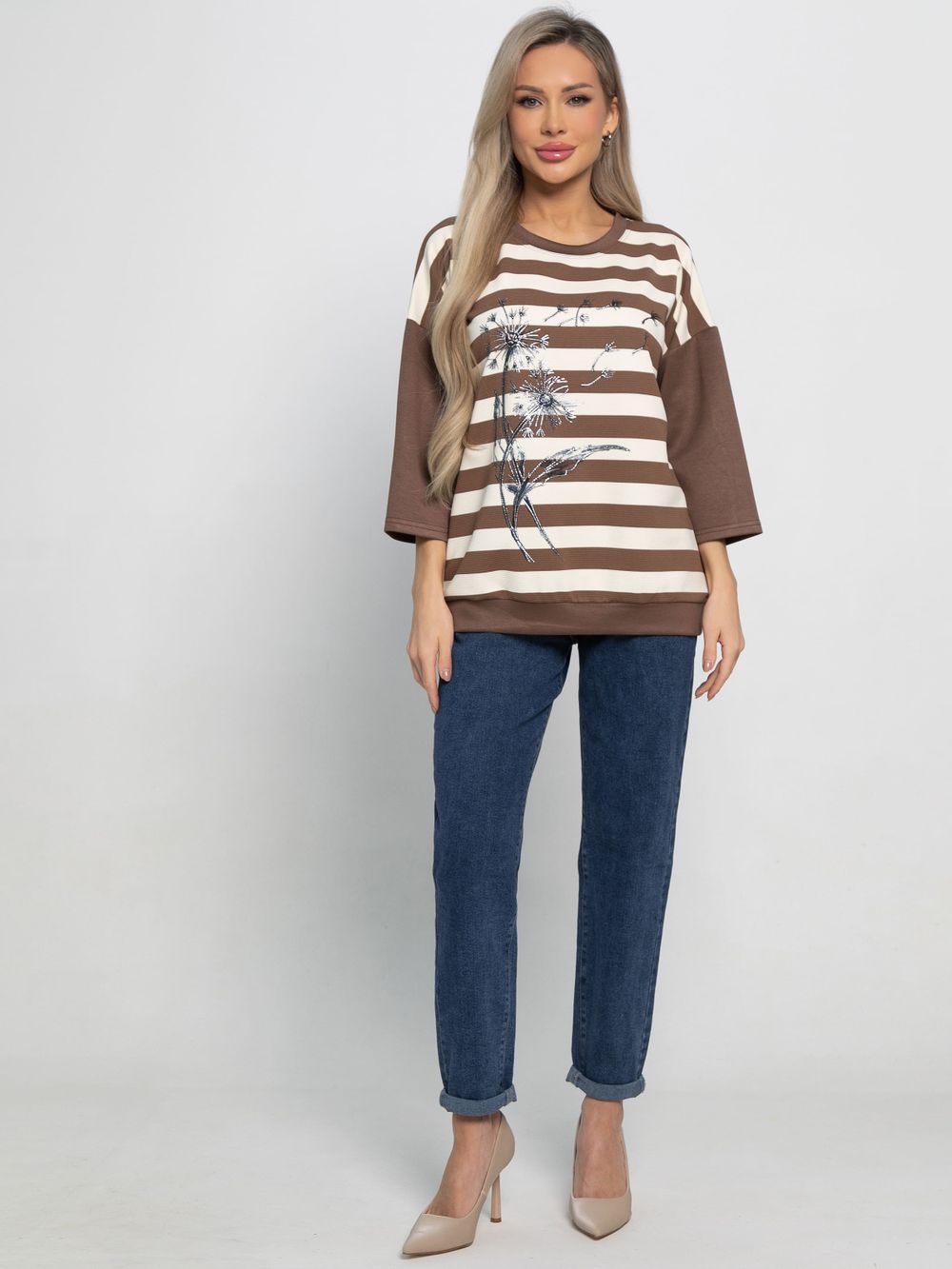 Блуза Джорджианна (бежево-коричневая) Б15130-18М LT Collection