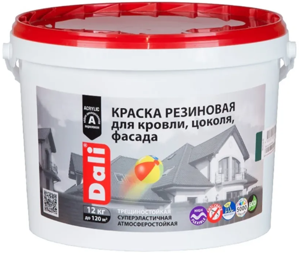 Краска резиновая 12кг зеленая &quot;DALI&quot; РОГДЕНА