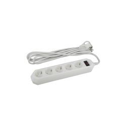 Сетевой фильтр ЭРА USF-5es-5m-W с базовой защитой с заземлением с выключателем 5 розеток 5м 10А белый