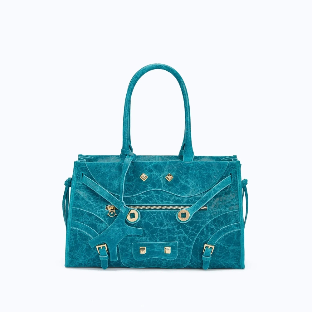 MANC КОЖАНАЯ СУМКА "ZOUZOU", БИРЮЗОВЫЙ