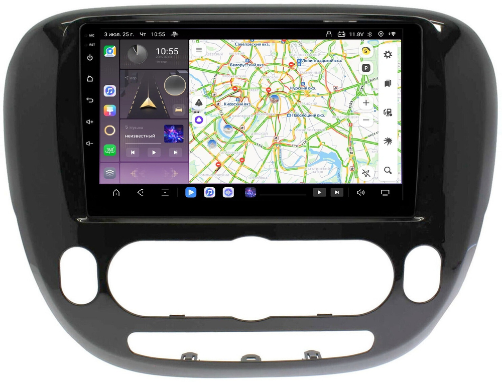 Магнитола для KIA Soul 2 2014-2019 (кондиционер, рамка глянцевая) - Carmedia SF-9740-AB QLed, Android 13, TS20, CarPlay, SIM-слот