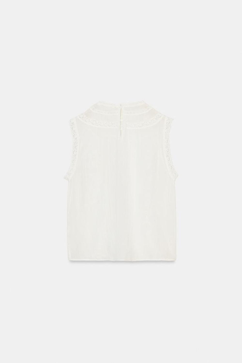 ZARA ТОП С ВЫШИВКОЙ БЕЗ РУКАВОВ — ZW COLLECTION, ЭКРЮ