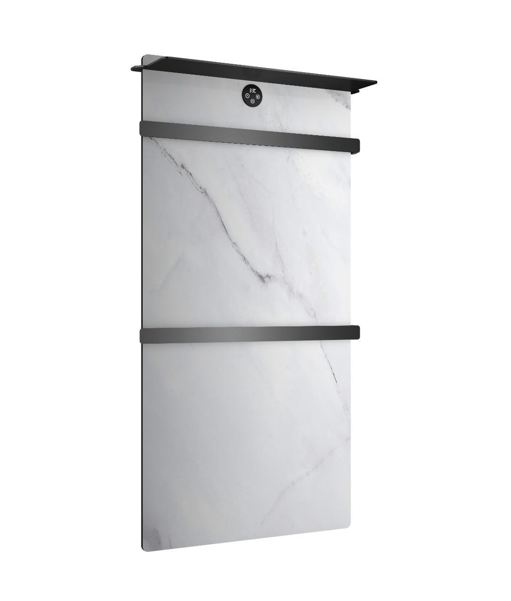 Полотенцесушитель электрический с каменной плитой Белый мрамор WONZON & WOGHAND STUTTGART, Темный графит (WW-A504W-GM)