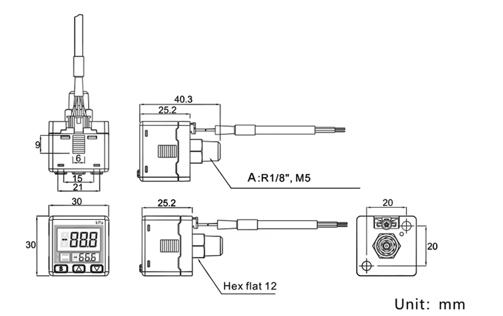 Цифровой манометр MS30, 2PNP, -100kPa/100kPa