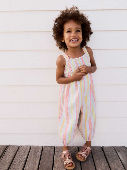 Комбинезон летний для девочки Next E79-576, Розовый, Желтый, Белый